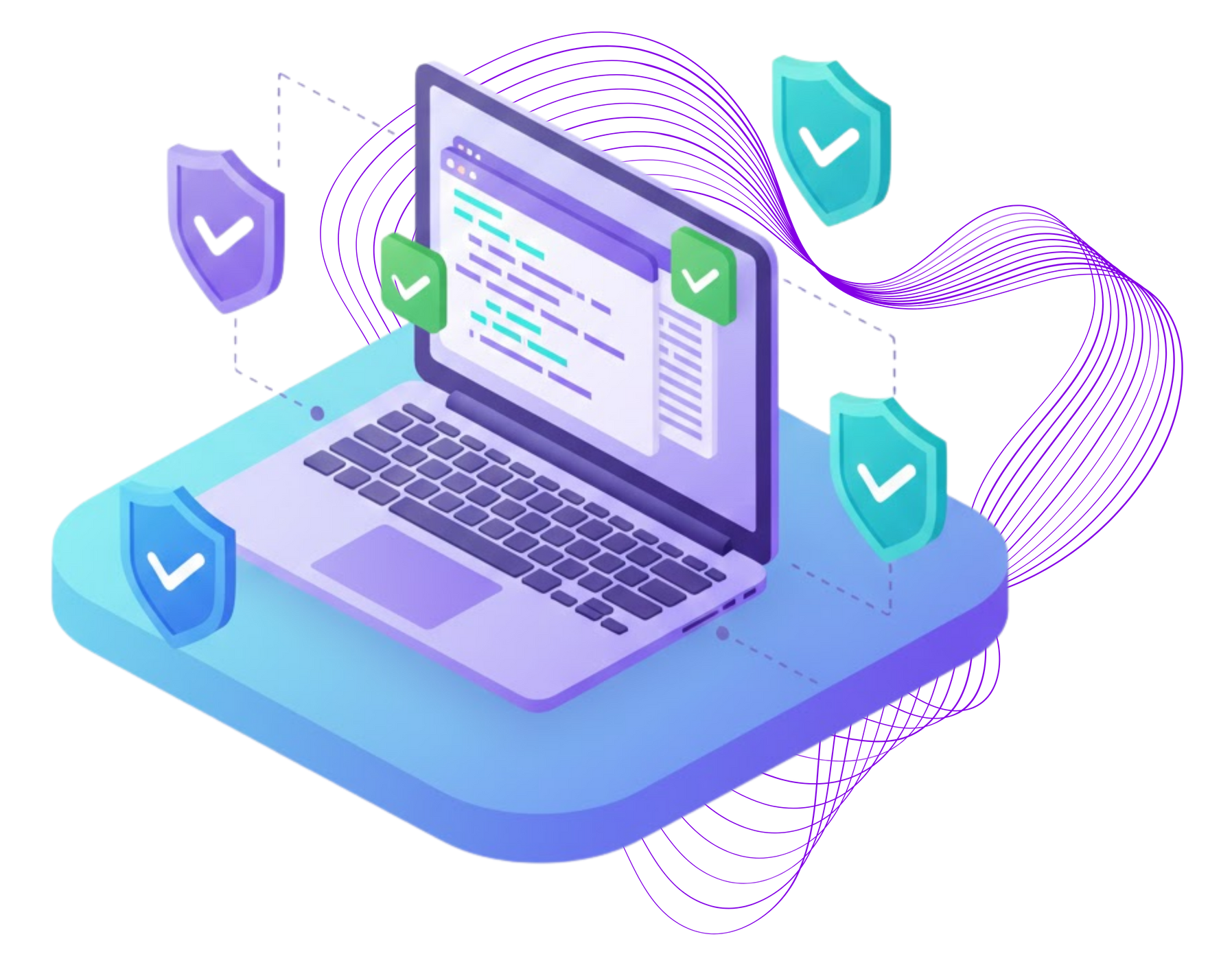 Tangled multicolored wires in a ball shape on a gray platform, with yellow warning signs.