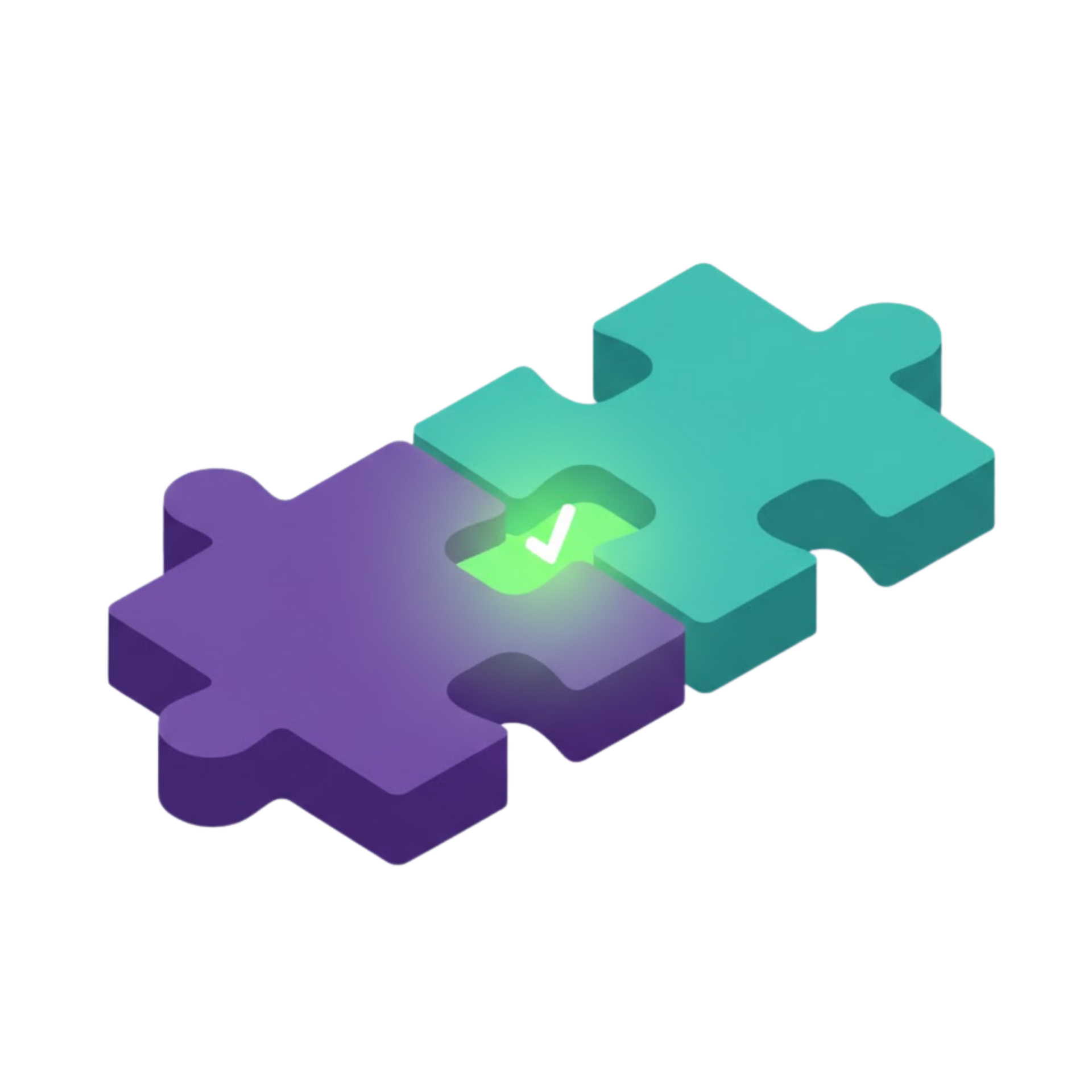 Isometric depiction of a database, API symbol, and a data center in a translucent purple and green box.