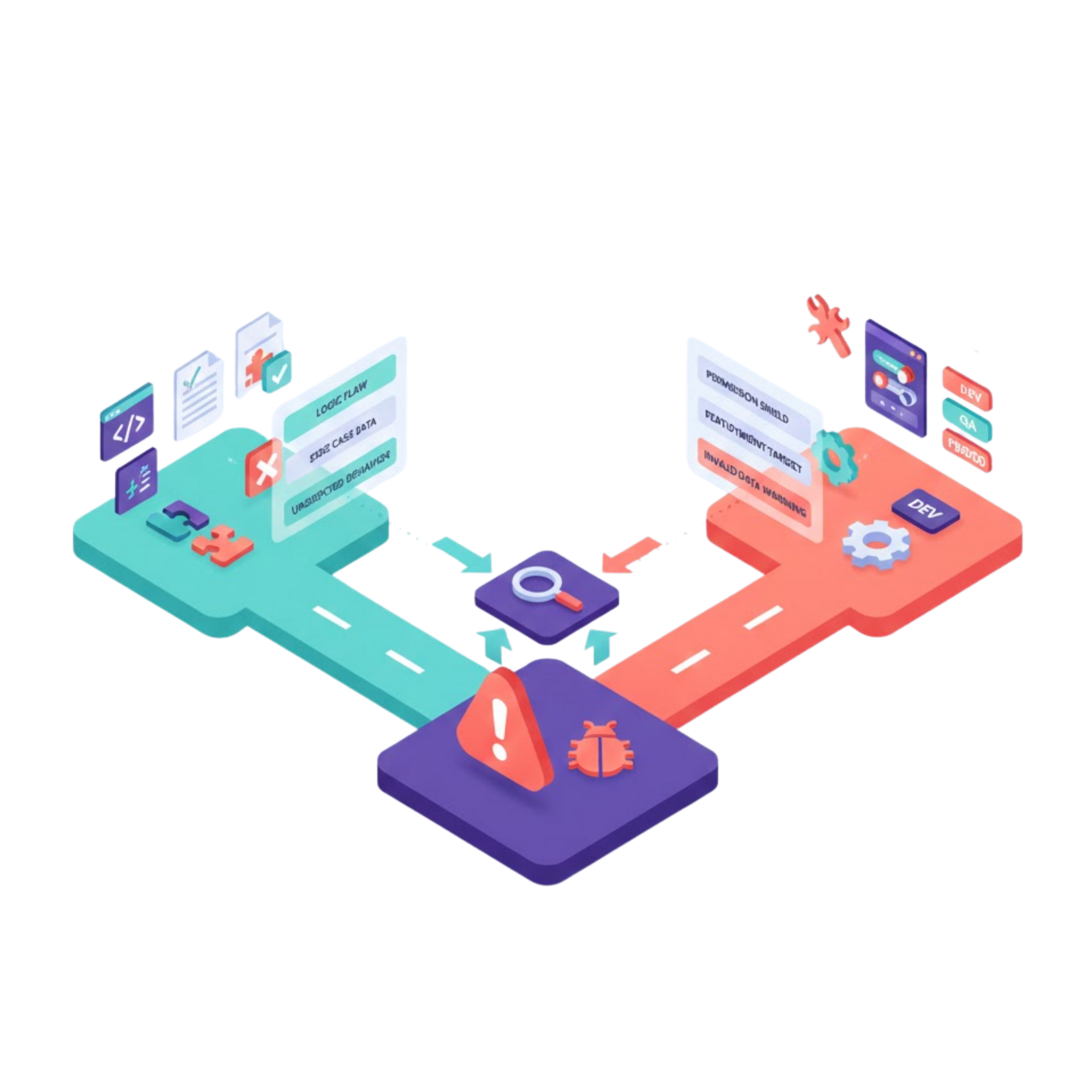 Isometric depiction of a database, API symbol, and a data center in a translucent purple and green box.