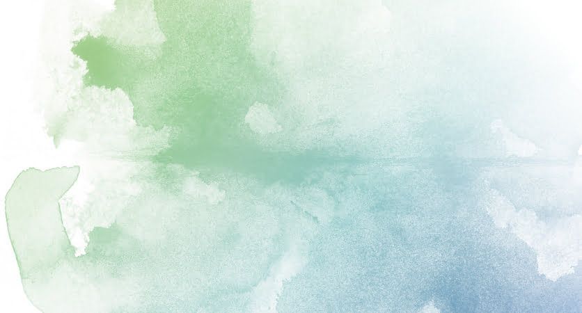 A green and blue watercolor splash on a white background.