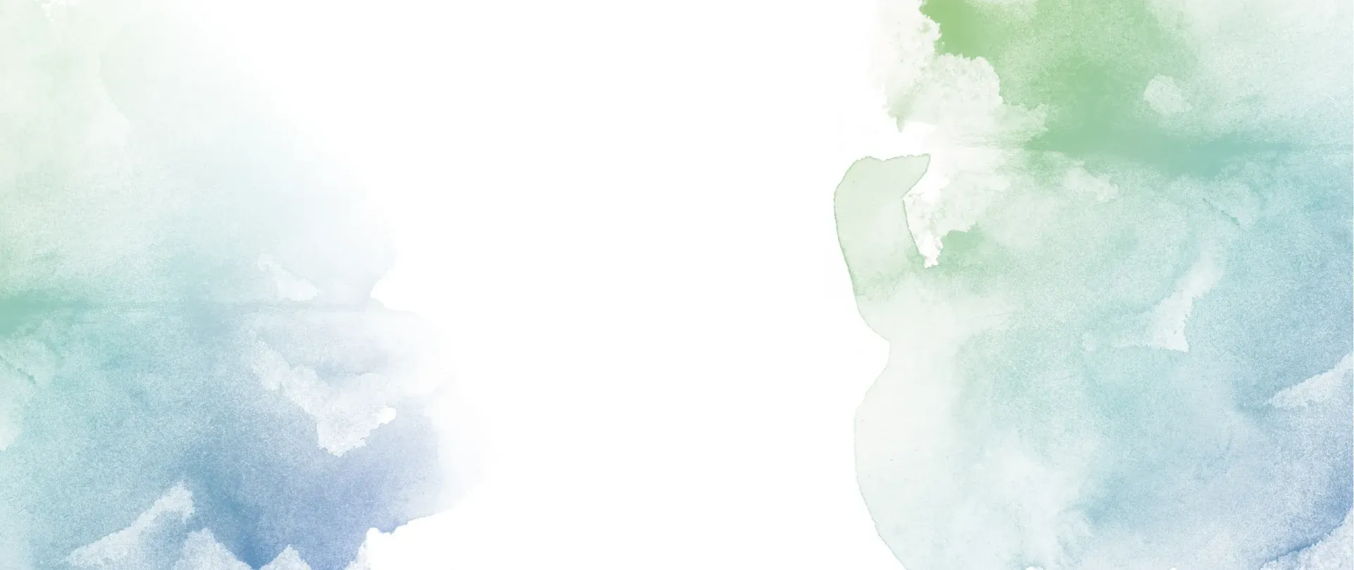 A blue and green watercolor painting on a white background