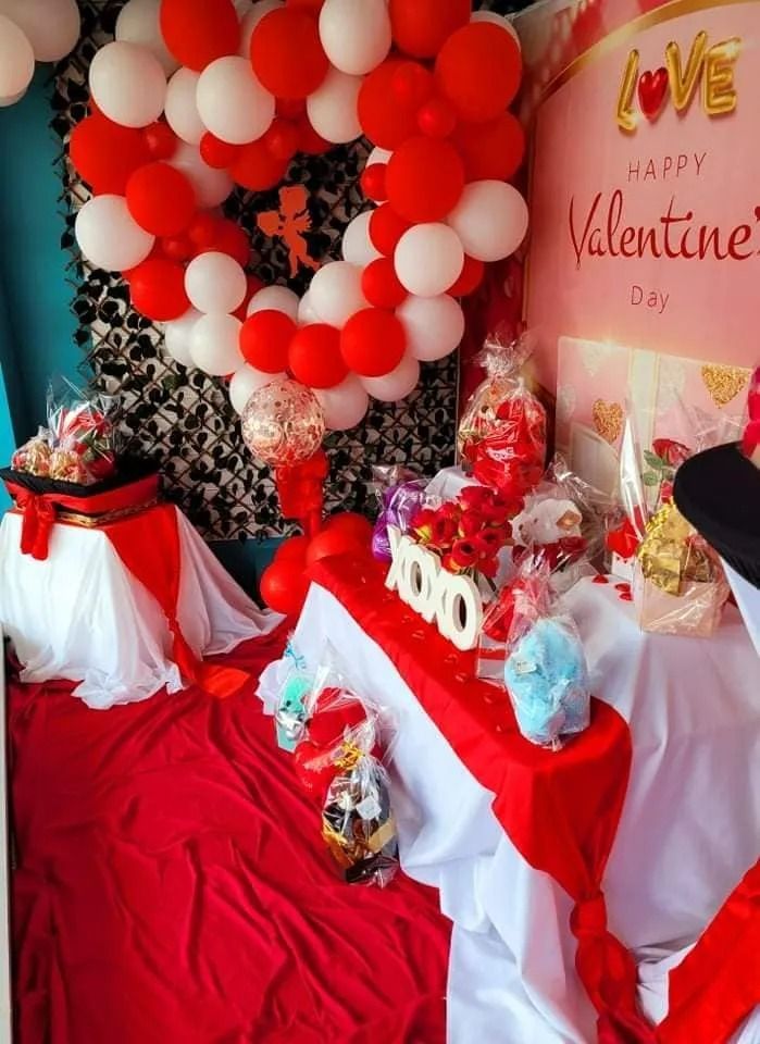 Valentine's Day Display With Red and White Balloons, Gifts, and Decorations — Creative Events Innisfail in Innisfail, QLD