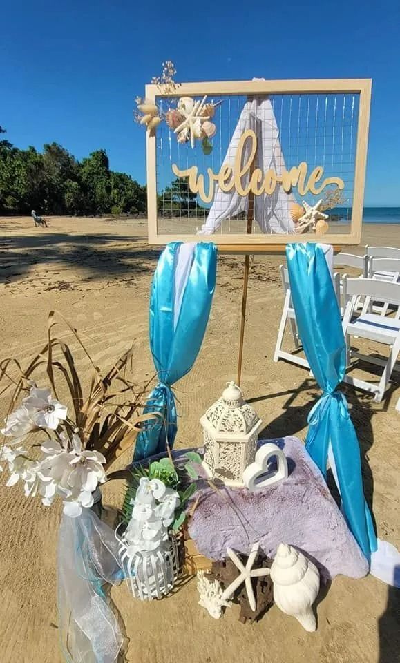 Beach Wedding Welcome Sign — Creative Events Innisfail in Innisfail, QLD