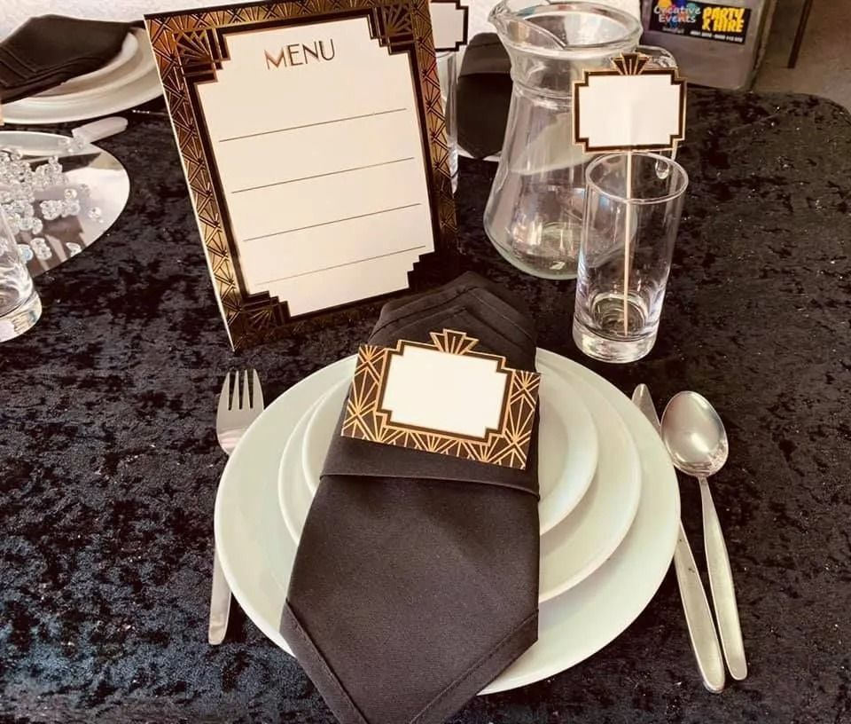 Art Deco-themed Table Setting — Creative Events Innisfail in Innisfail, QLD