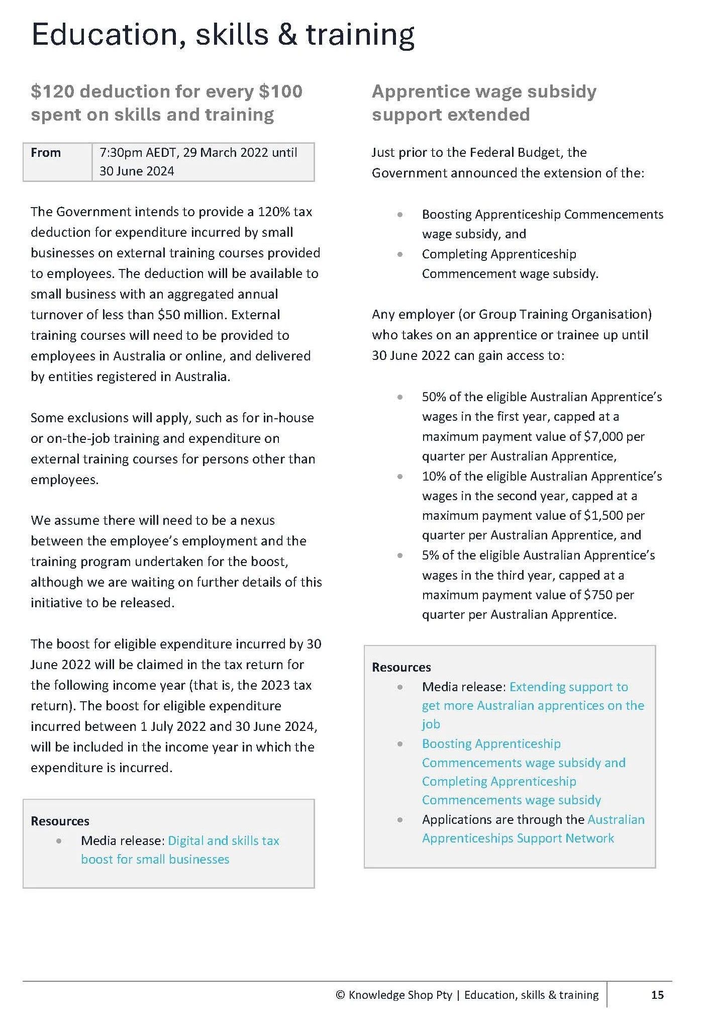 Government Details Education, Skills and Training Deductions and Apprentice Subsidies — Wright Partners in Dubbo, NSW