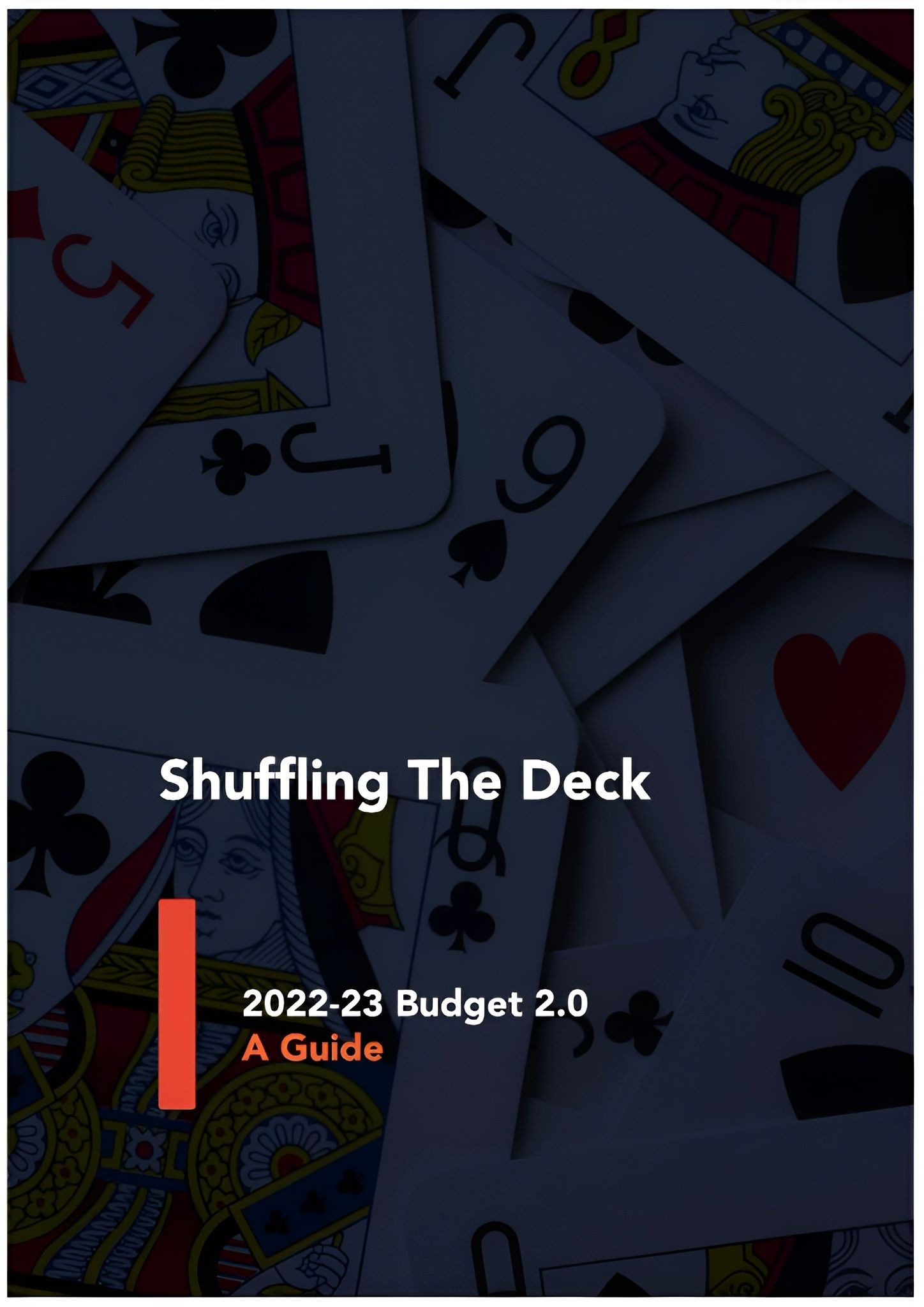 Cover of A Budget Guide Titled Shuffling the Deck with Playing Cards in The Background — Wright Partners in Dubbo, NSW