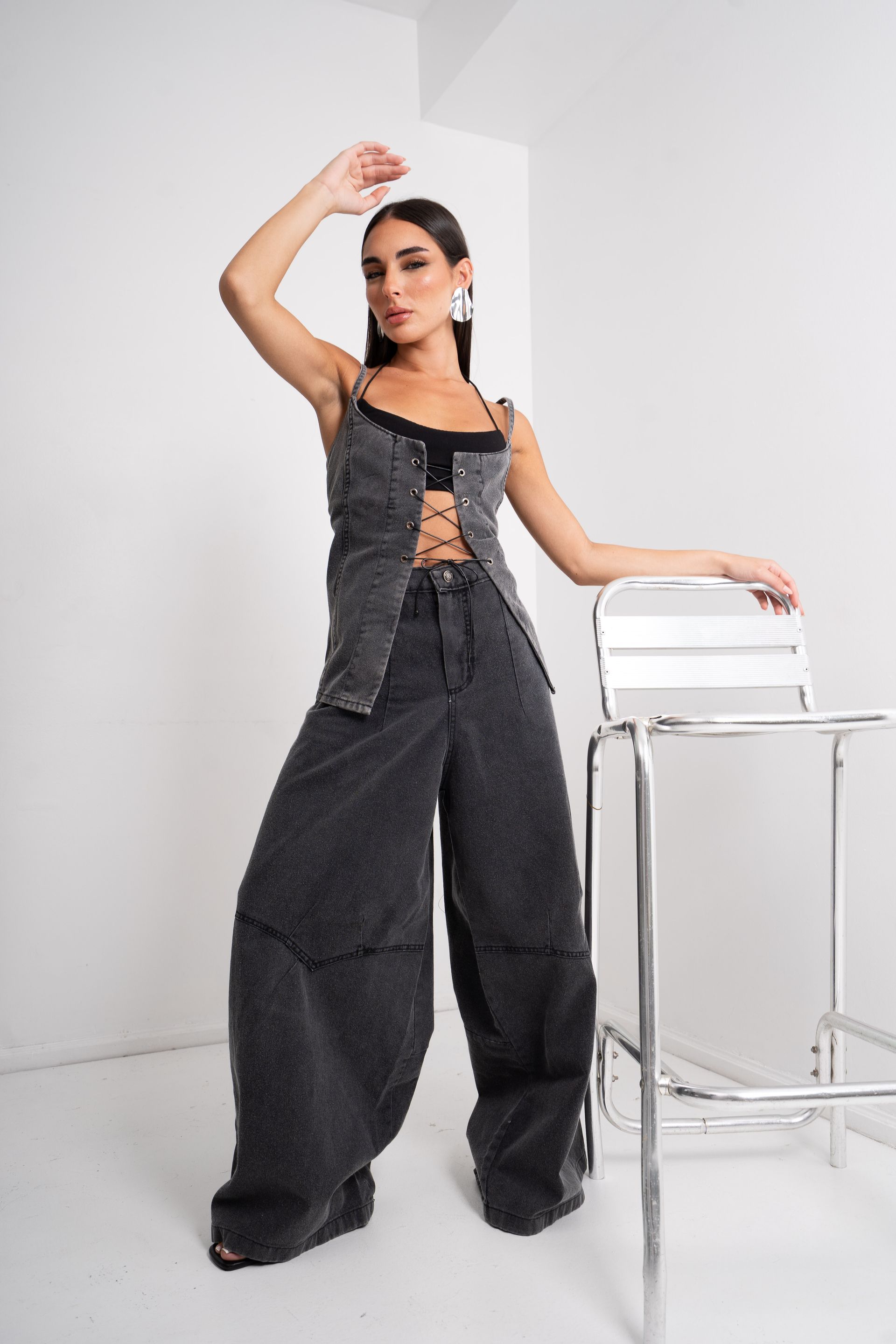 PEARL denim negro gastado