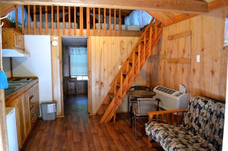 Full Service Lodge Loft and Living Room