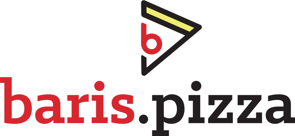 Logo for Baris Pizza. Red 