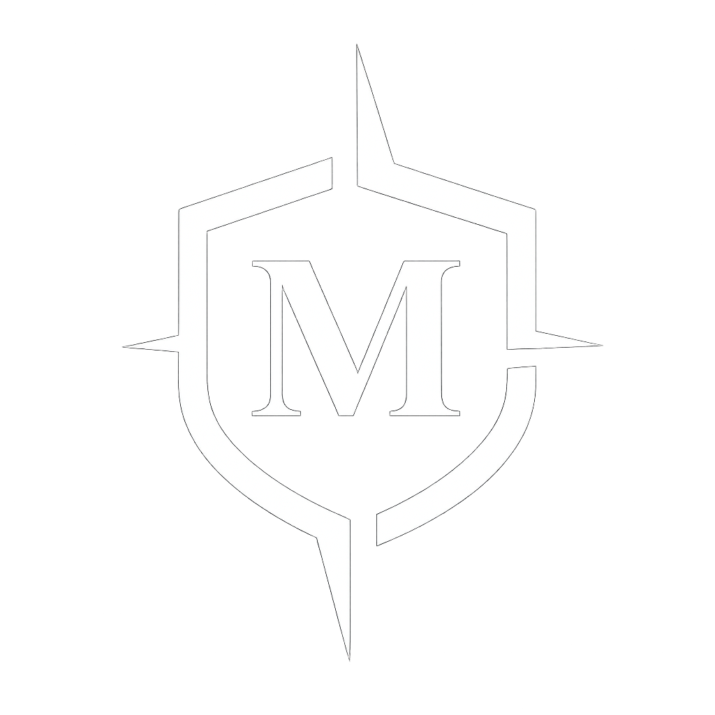 White outlined logo featuring an 