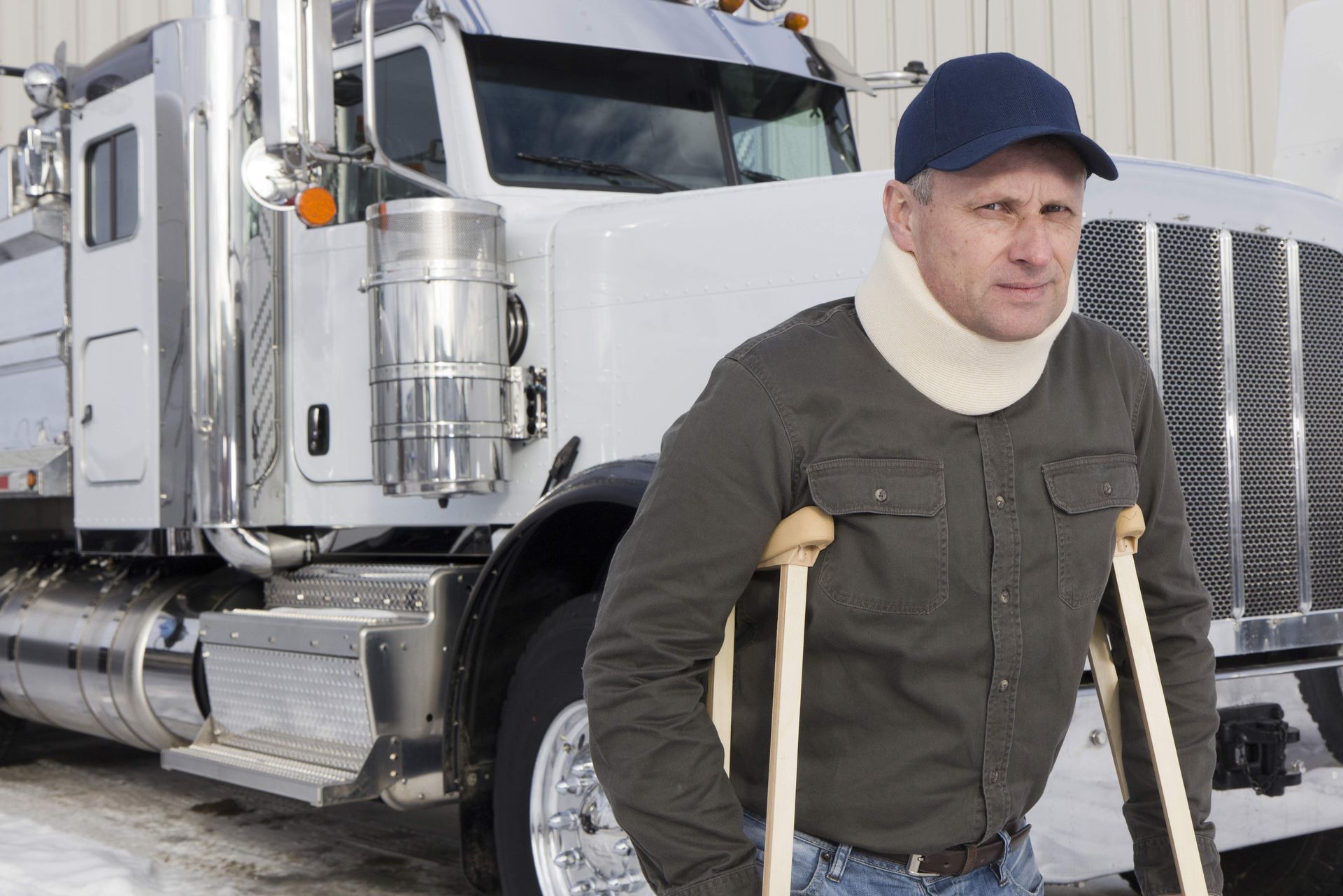 Depiction of a person injured during a truck accident.