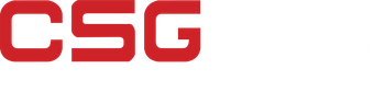 The csg logo is red and white on a white background.