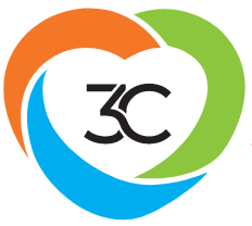 Un logo pour une entreprise appelée 3c avec un cœur au milieu