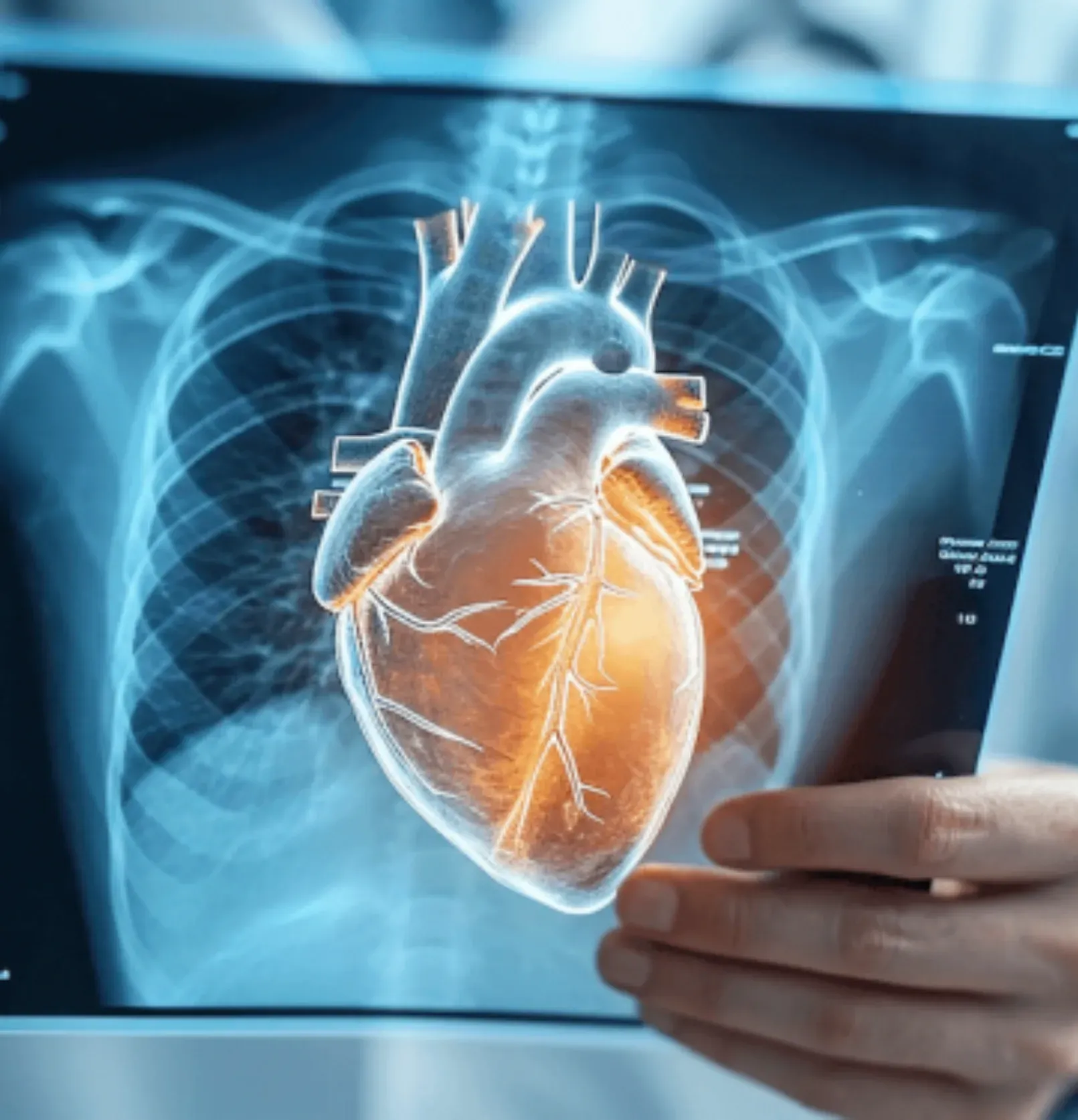 Une personne tient une radiographie d'un cœur humain.