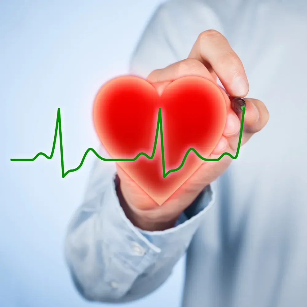 Une personne dessine un cœur avec une ligne de battement de cœur