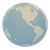 Globe with continents in beige, oceans in light blue. North America prominent.