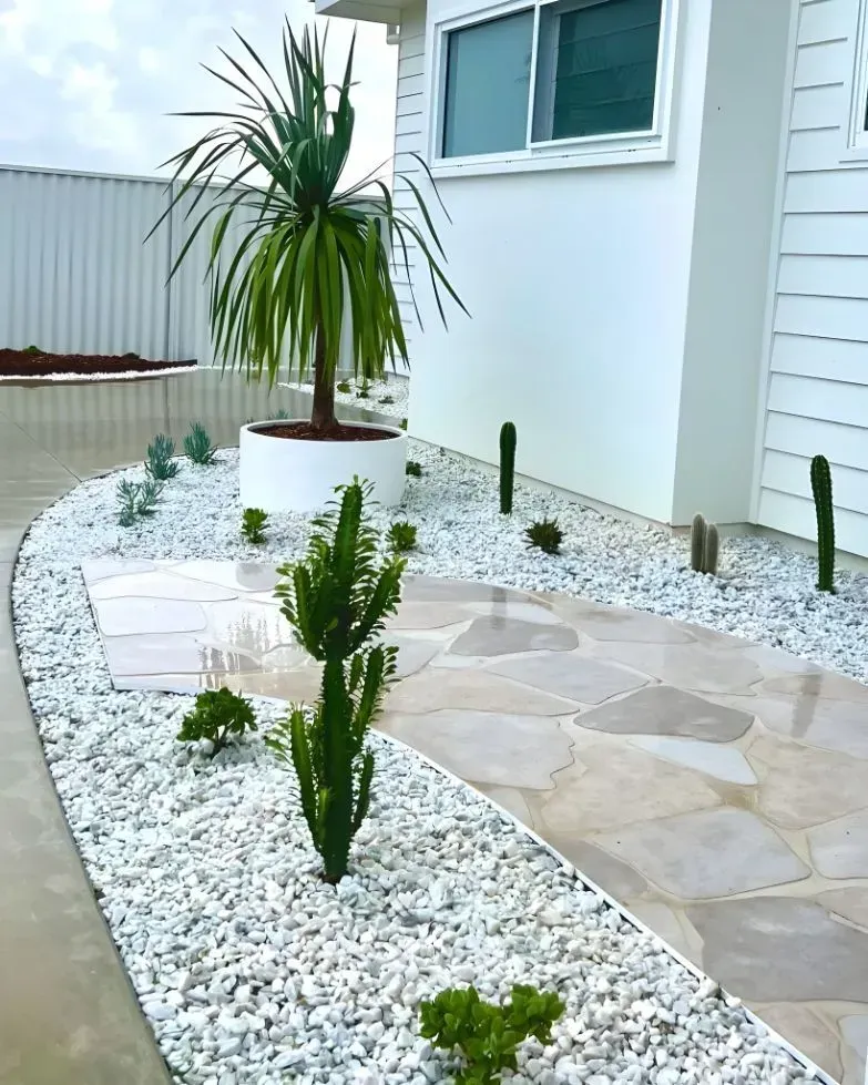 A Modern Landscape with White Gravel — Creative Landscapes Coffs Harbour in Sandy Beach, NSW