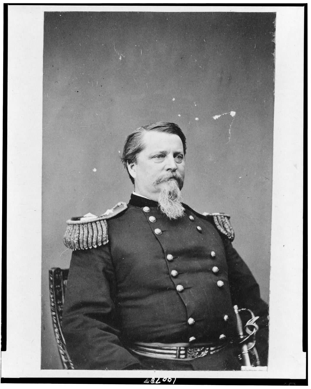 Historical photograph of II Corps Commander Winfield Scott Hancock, sourced from the Library of Congress.