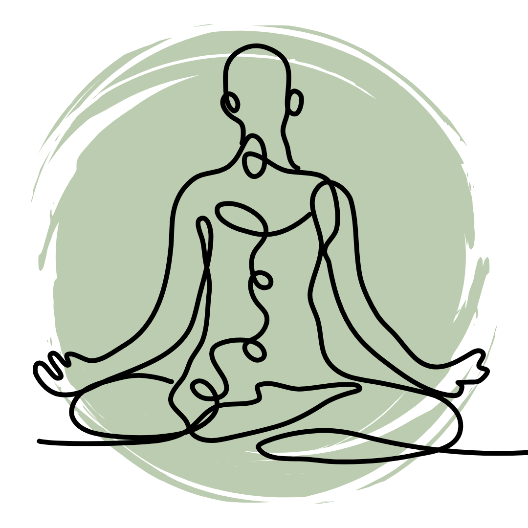 Un disegno a linea continua di una persona seduta nella posizione del loto.