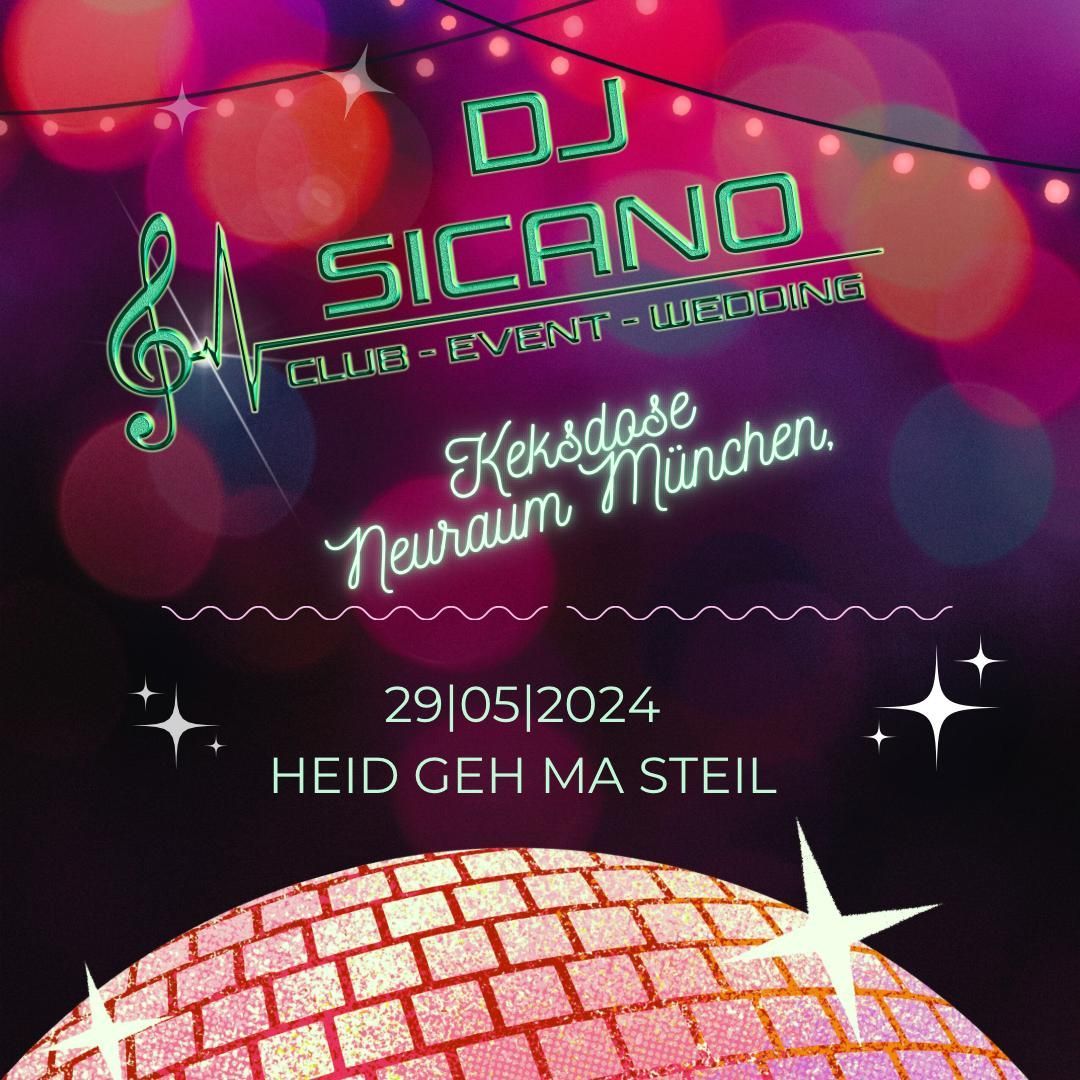 Eine Discokugel mit den Worten „DJ Sicano“ darauf