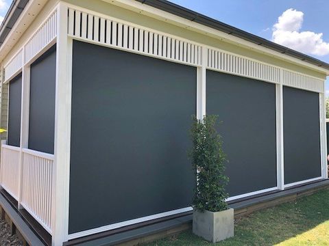Black Outdoor blinds — Glenvale Canvas Pty Ltd in Wilsonton, QLD