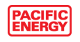 Le logo de pacific energy est rouge et blanc.