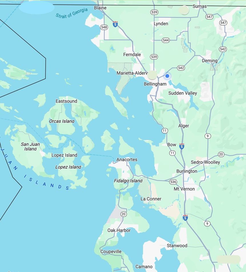 AREA MAP - Whatcom, Skagit, San Juan and Island Counties, WA State