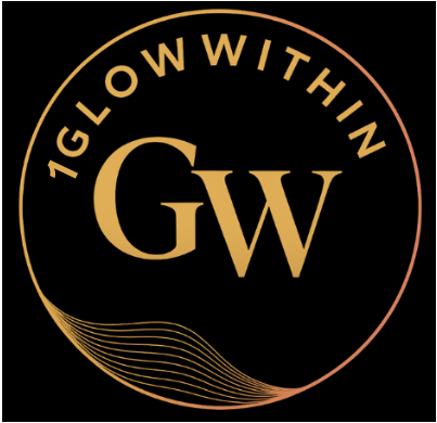 Gold logo on black background: