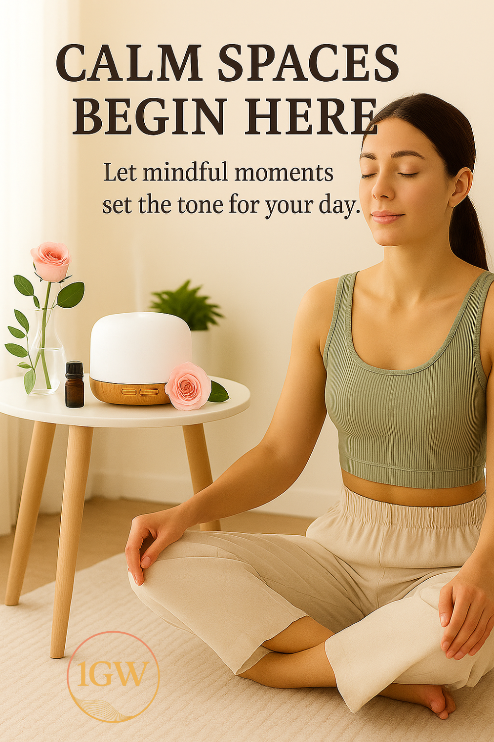 White and wood-tone aromatherapy device with remote control.