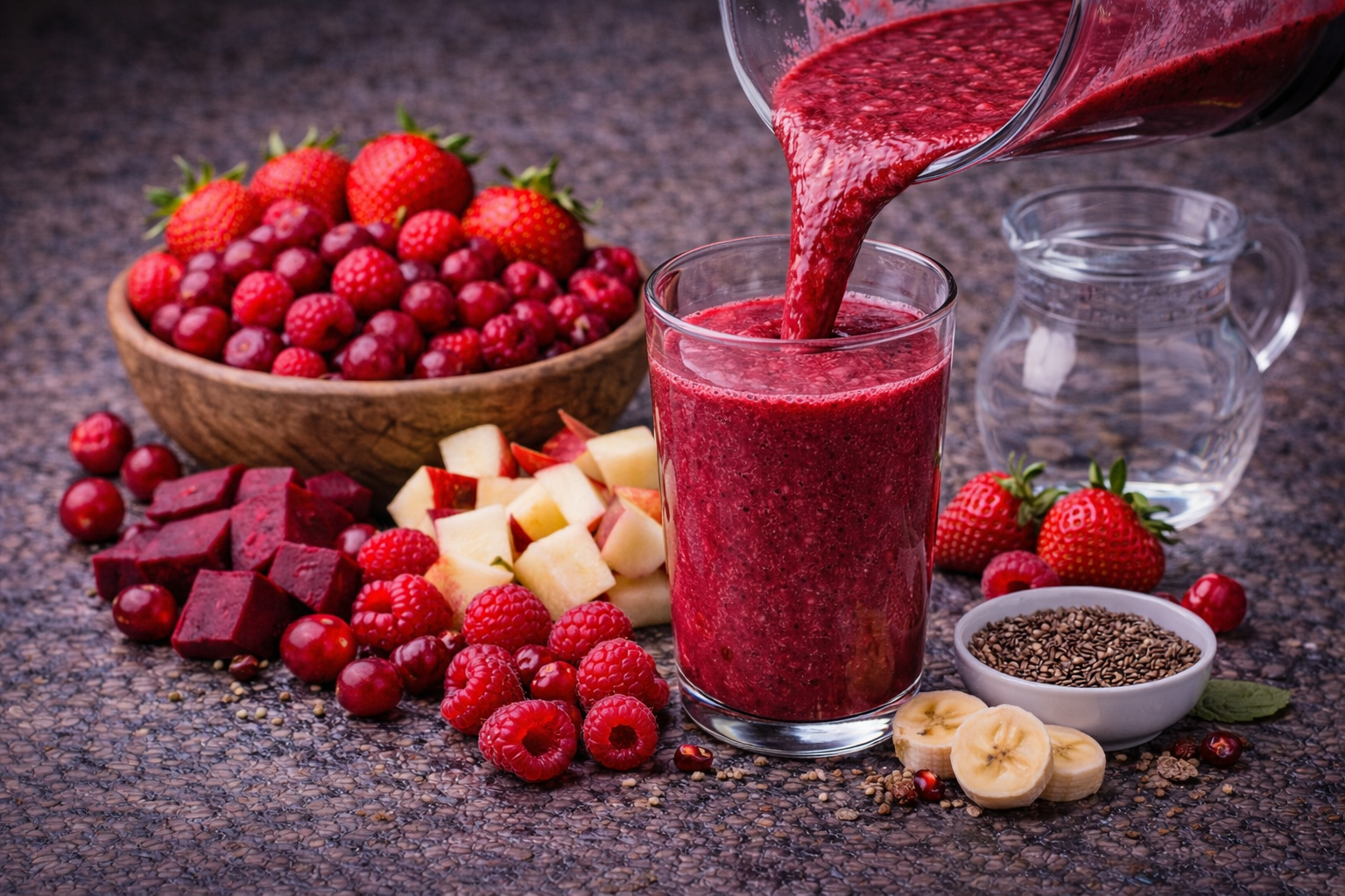 Beetroot, apple, and berry smoothie