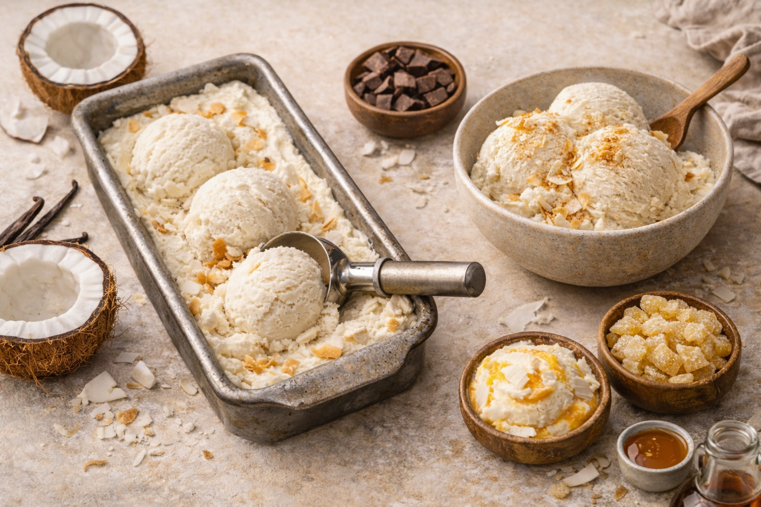 Coconutvanilla ice cream delight