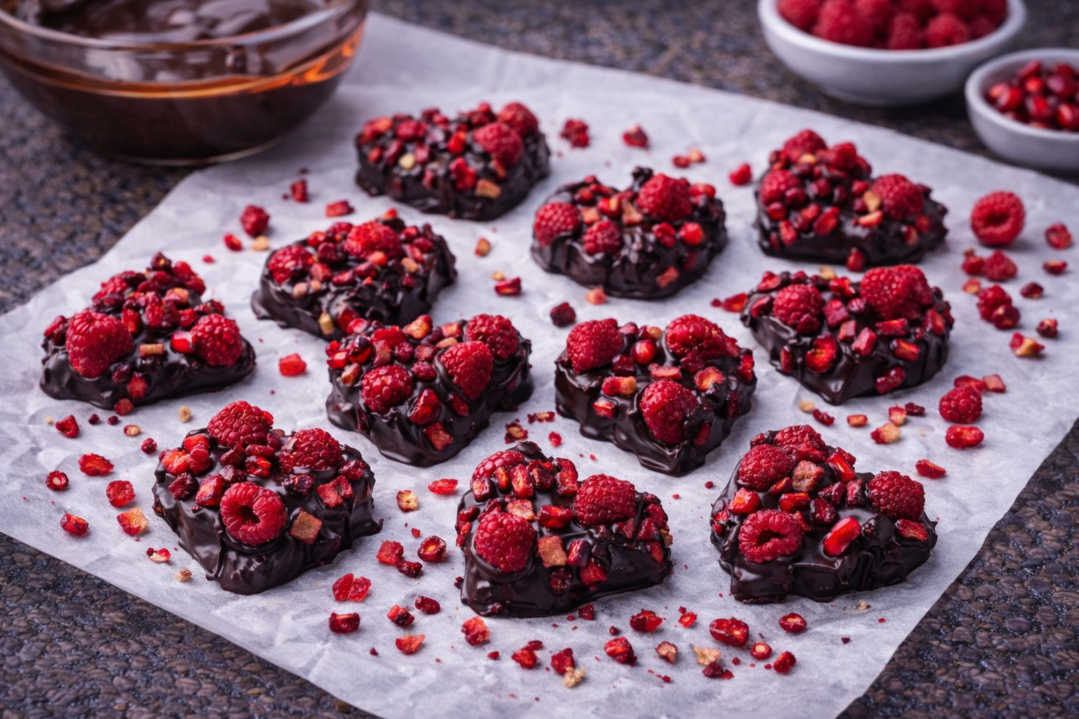 Dark Chocolate Raspberry & Apple Heart Bites