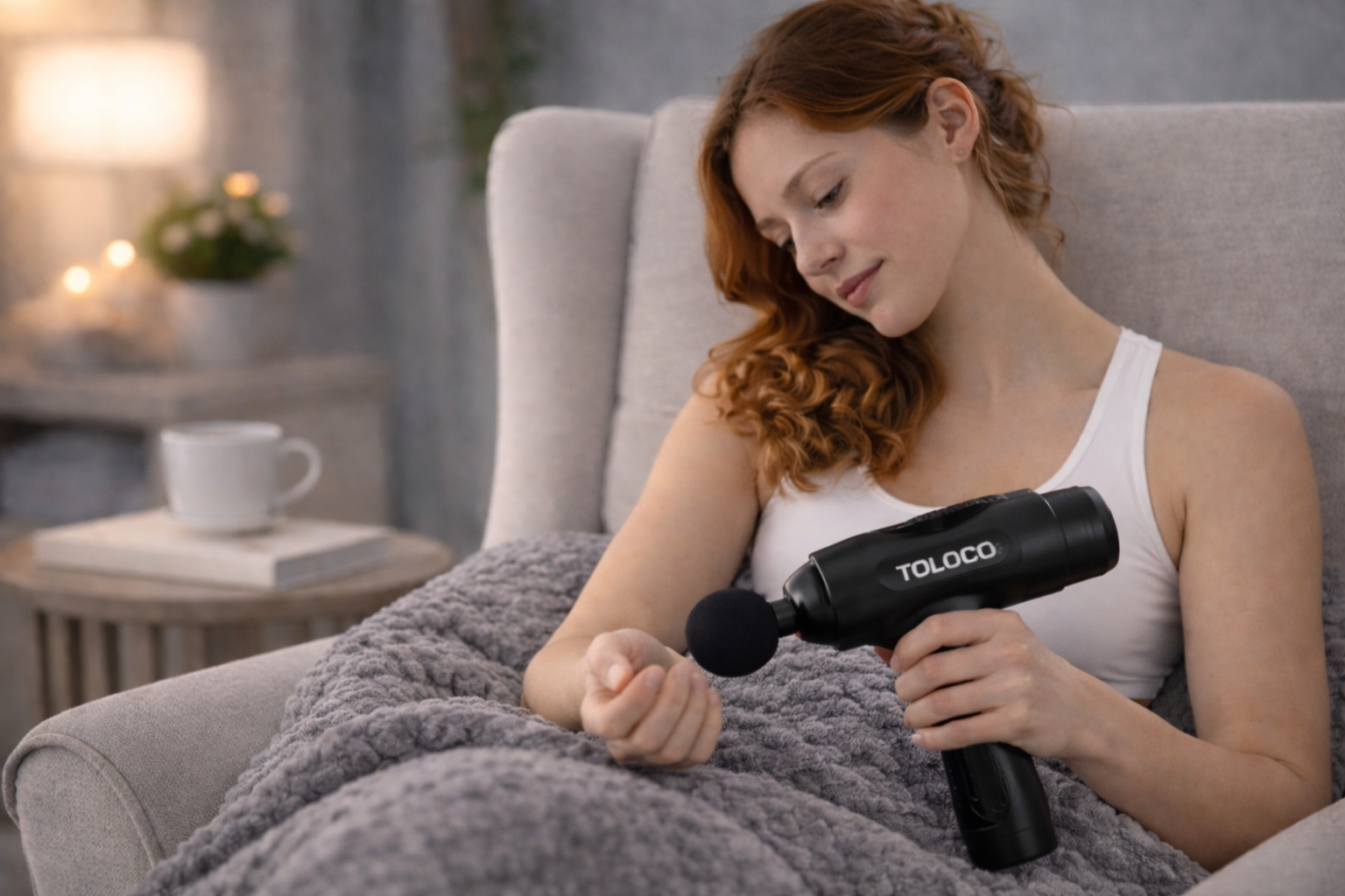 At-home muscle relaxation with massage gun