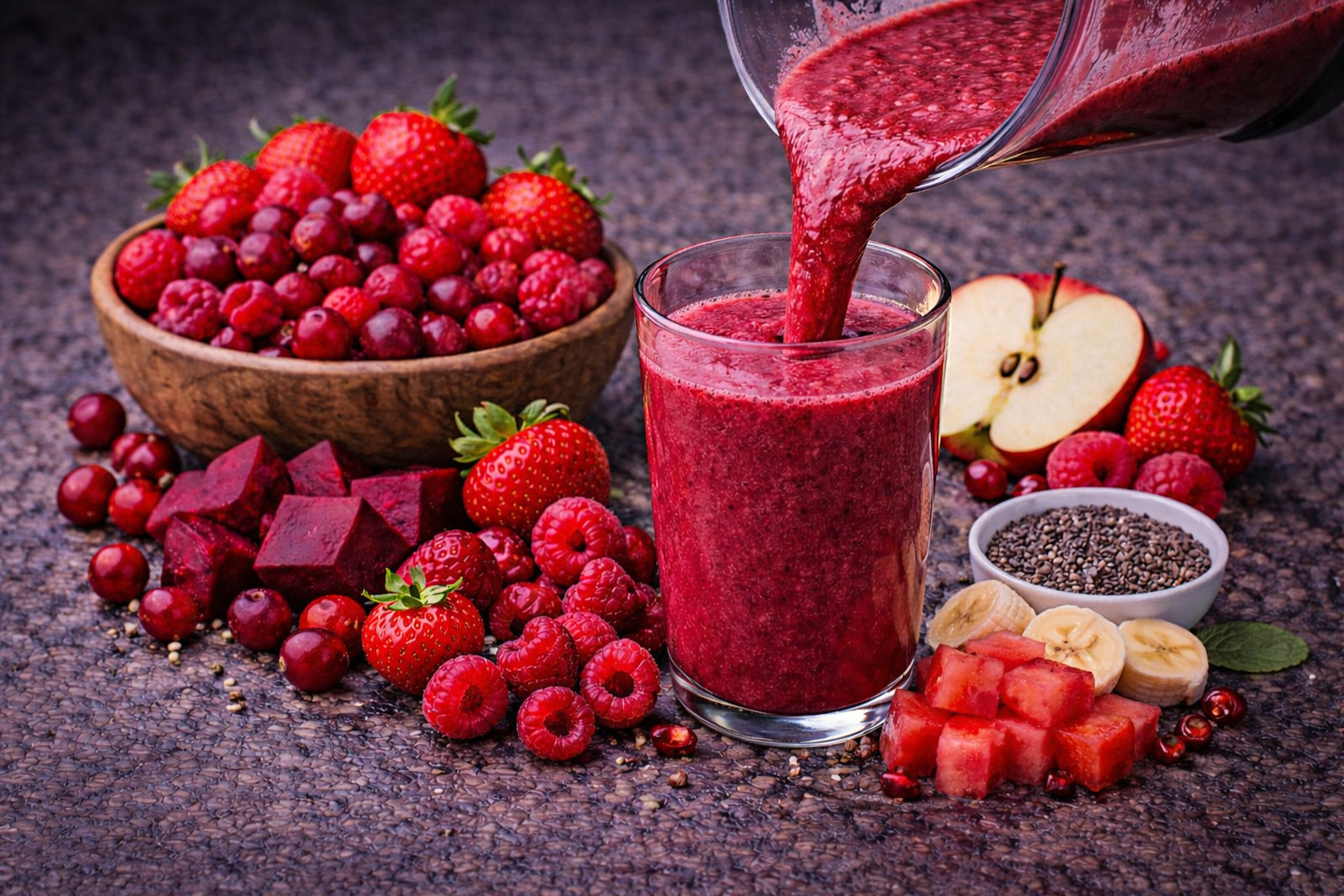 Fresh fruit smoothie in the making