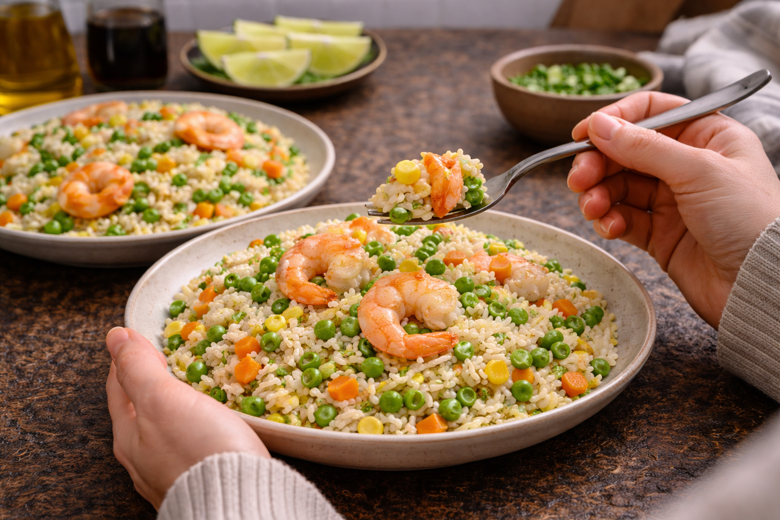 Healthy shrimp fried rice with benefits