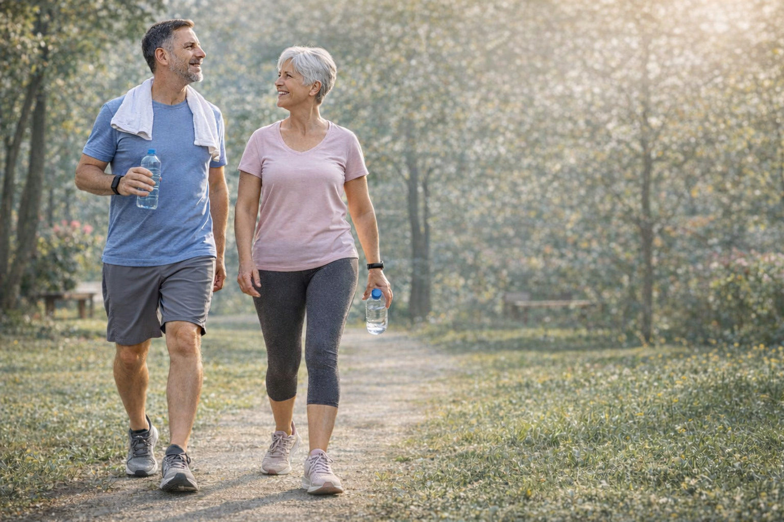 Joyful walk through the park