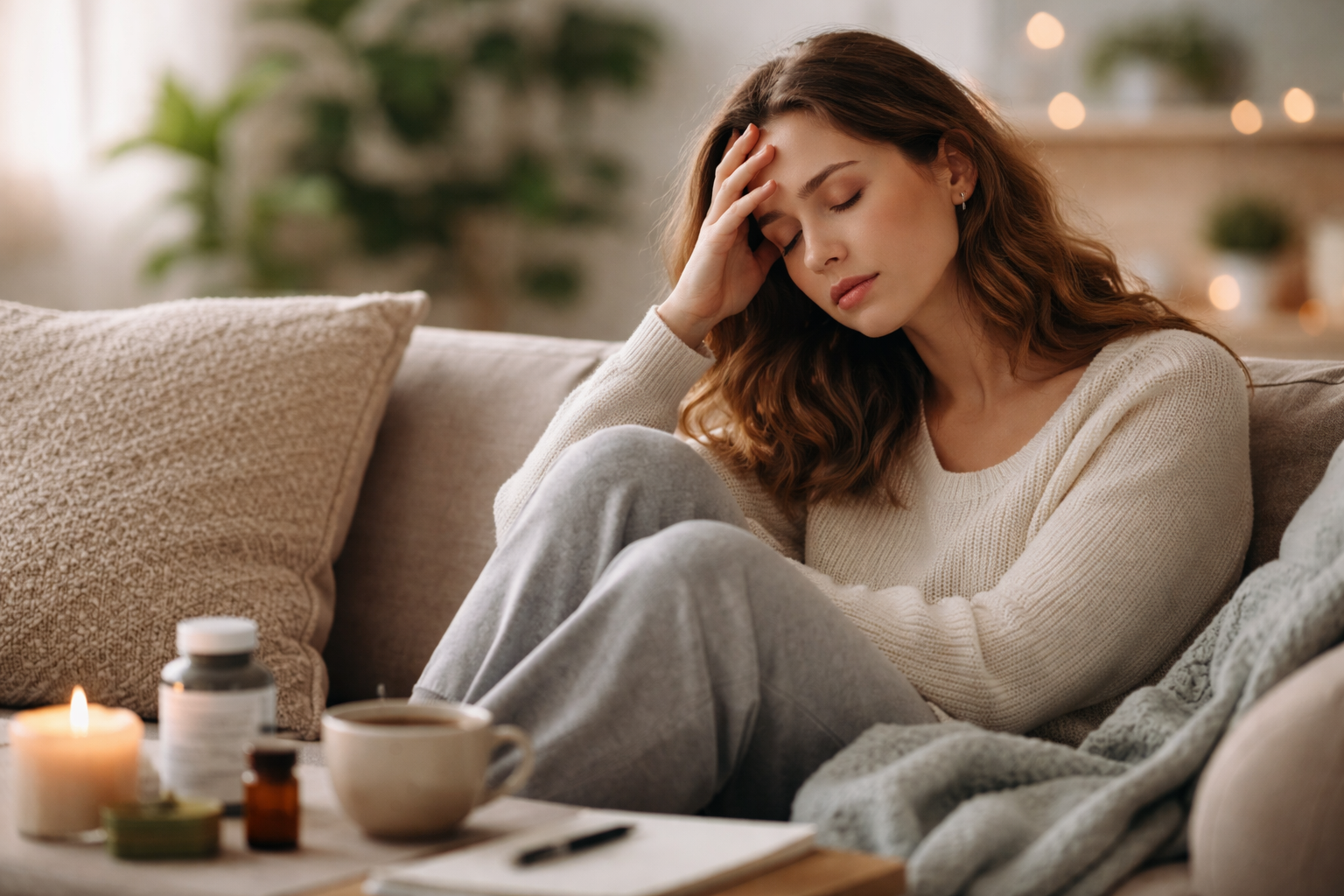 Mental burnout recovery at home with calming self-care