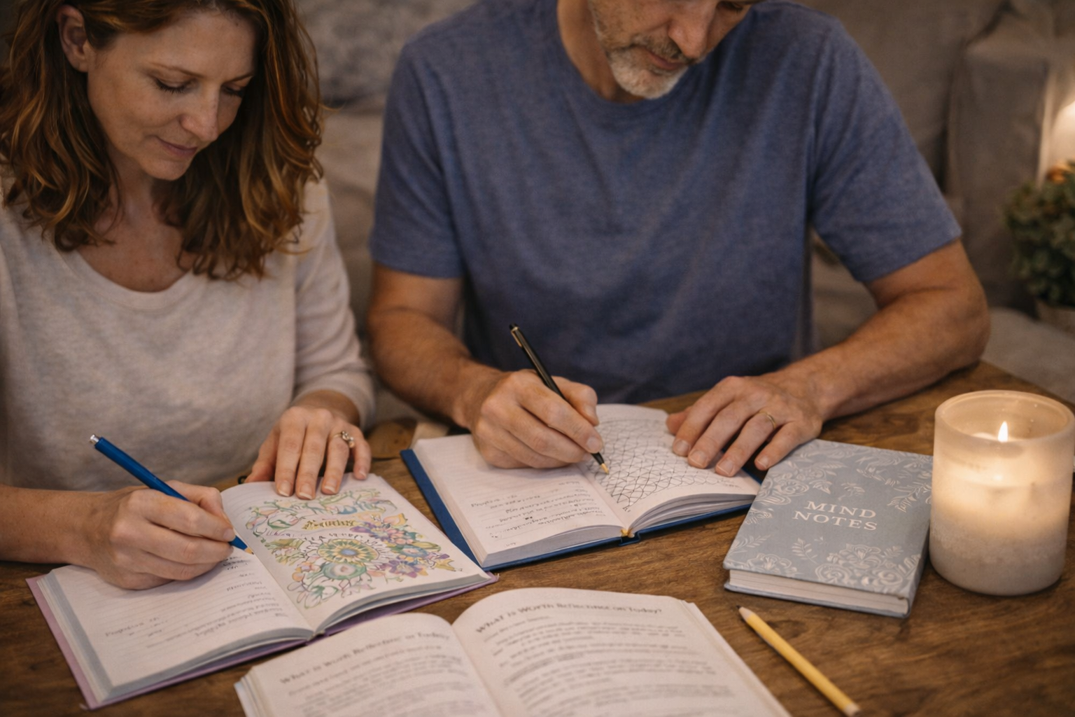 Quiet reflection and mindful journaling