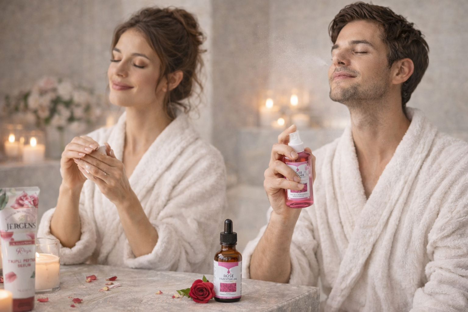 Relaxing rose skincare ritual
