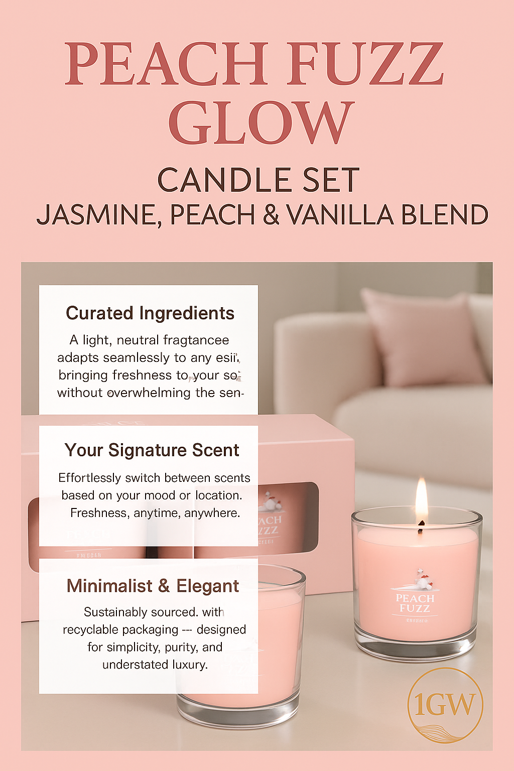 Peach Fuzz scented candles create cozy, connected ambiance
