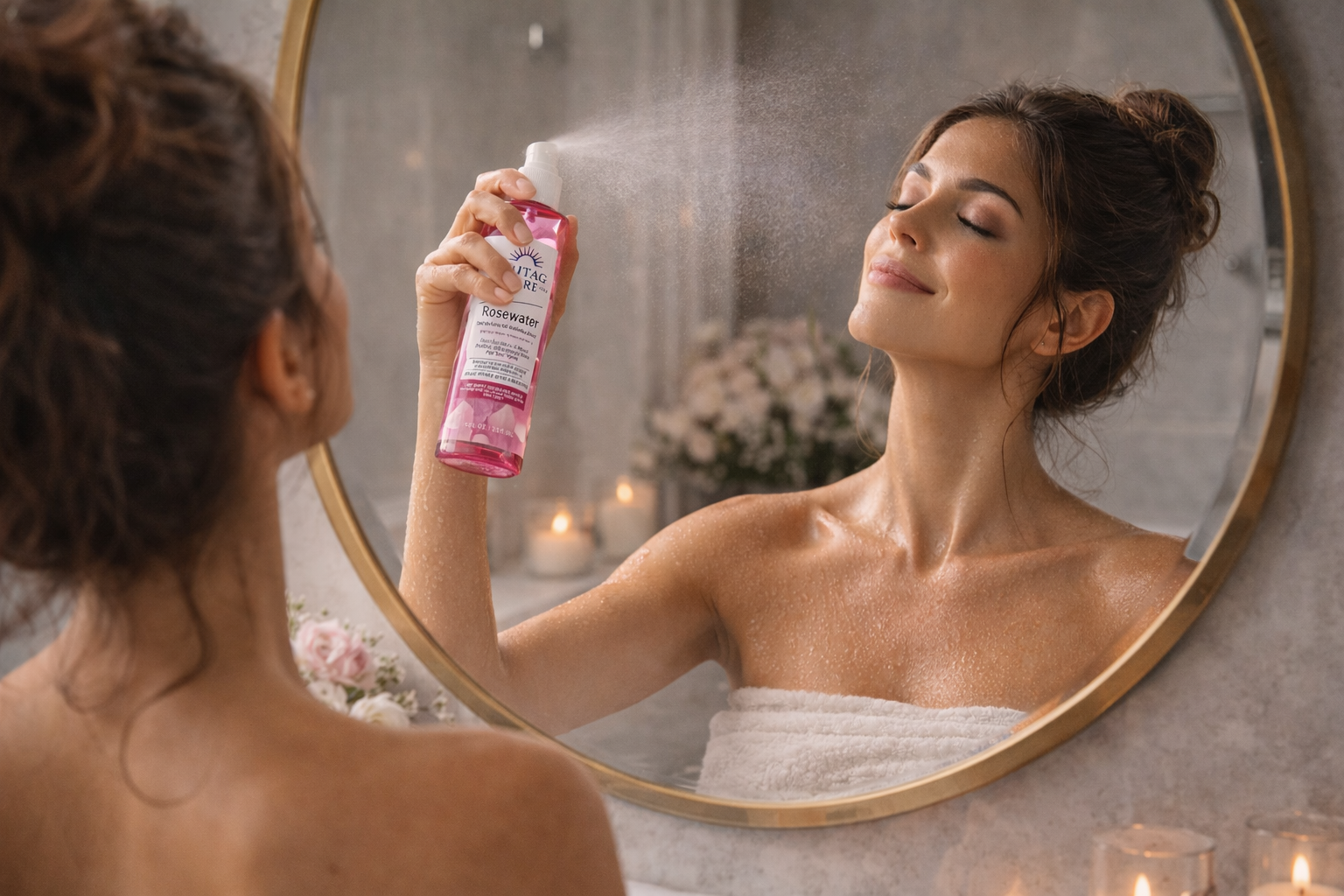 Serene rosewater mist refreshment