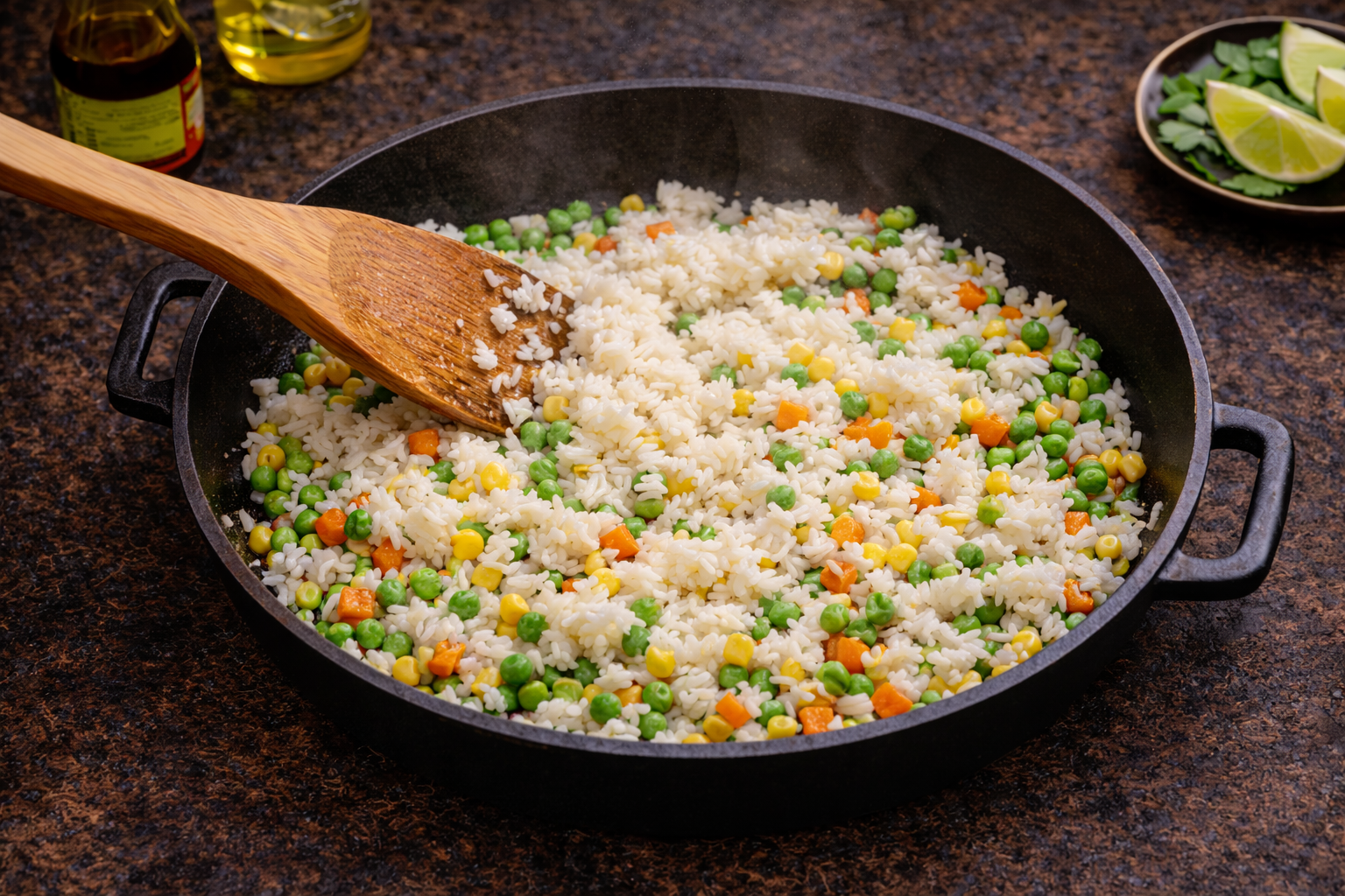 Stir-fried rice with vegetables