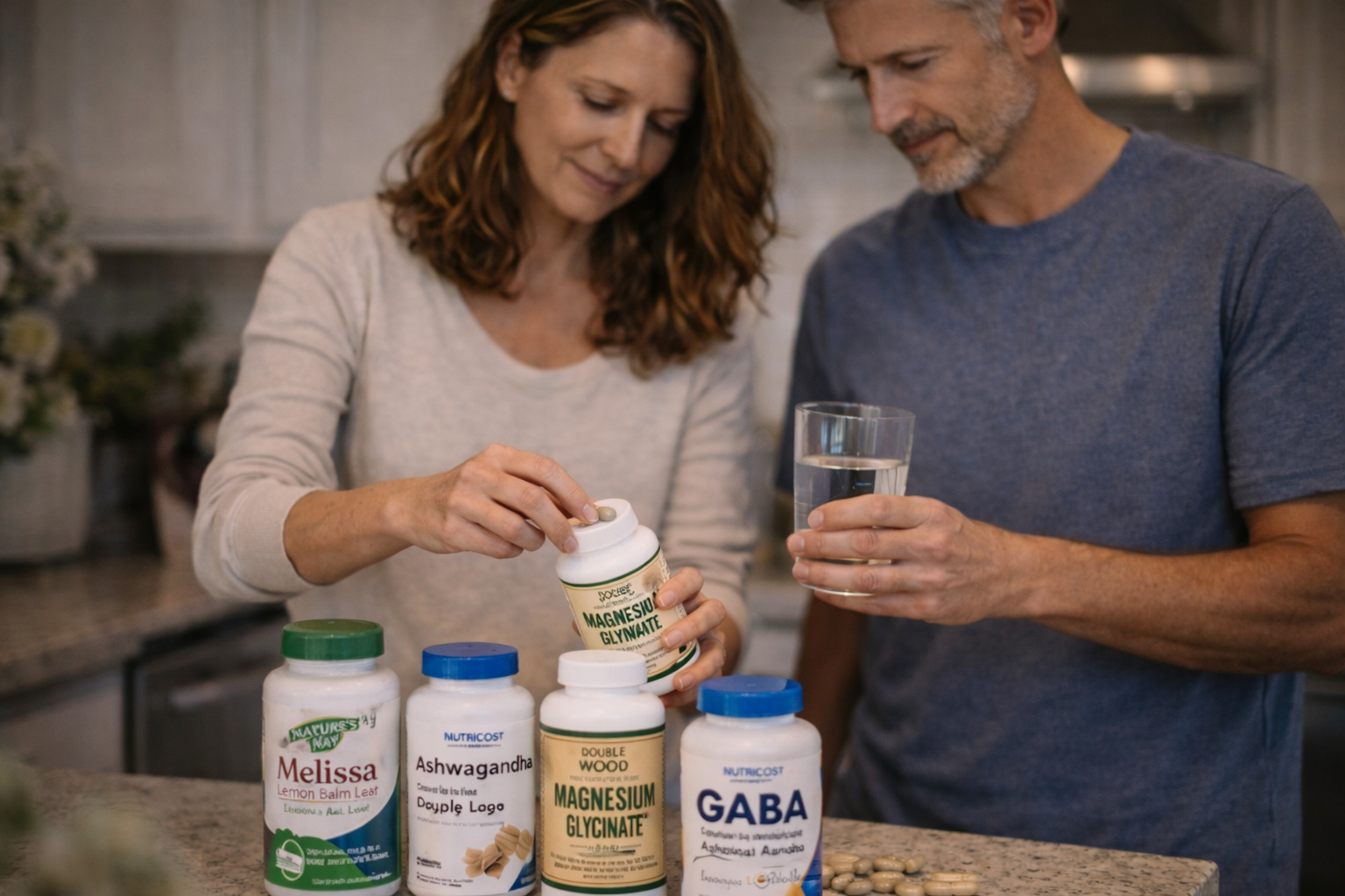 Taking supplements together in the kitchen