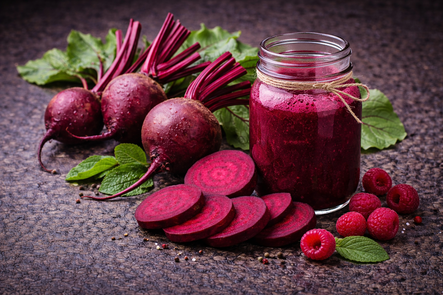 Vibrant beetroot and beetroot juice