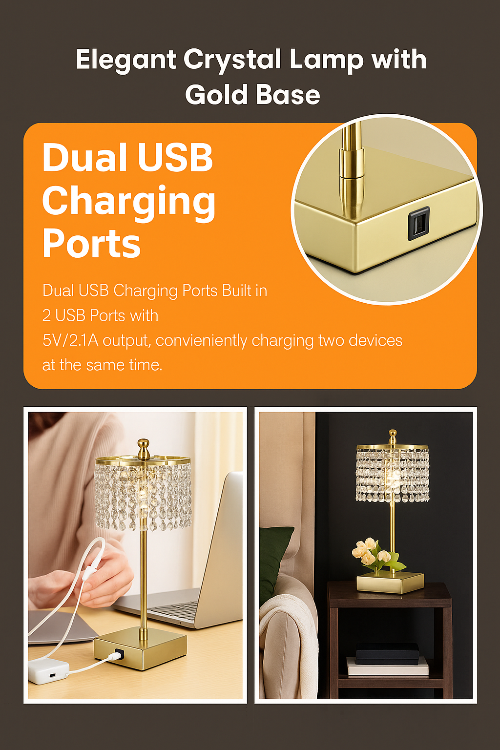 Emerald glass lamp with gold base adds elegant calm to Glow Up Colors decor.