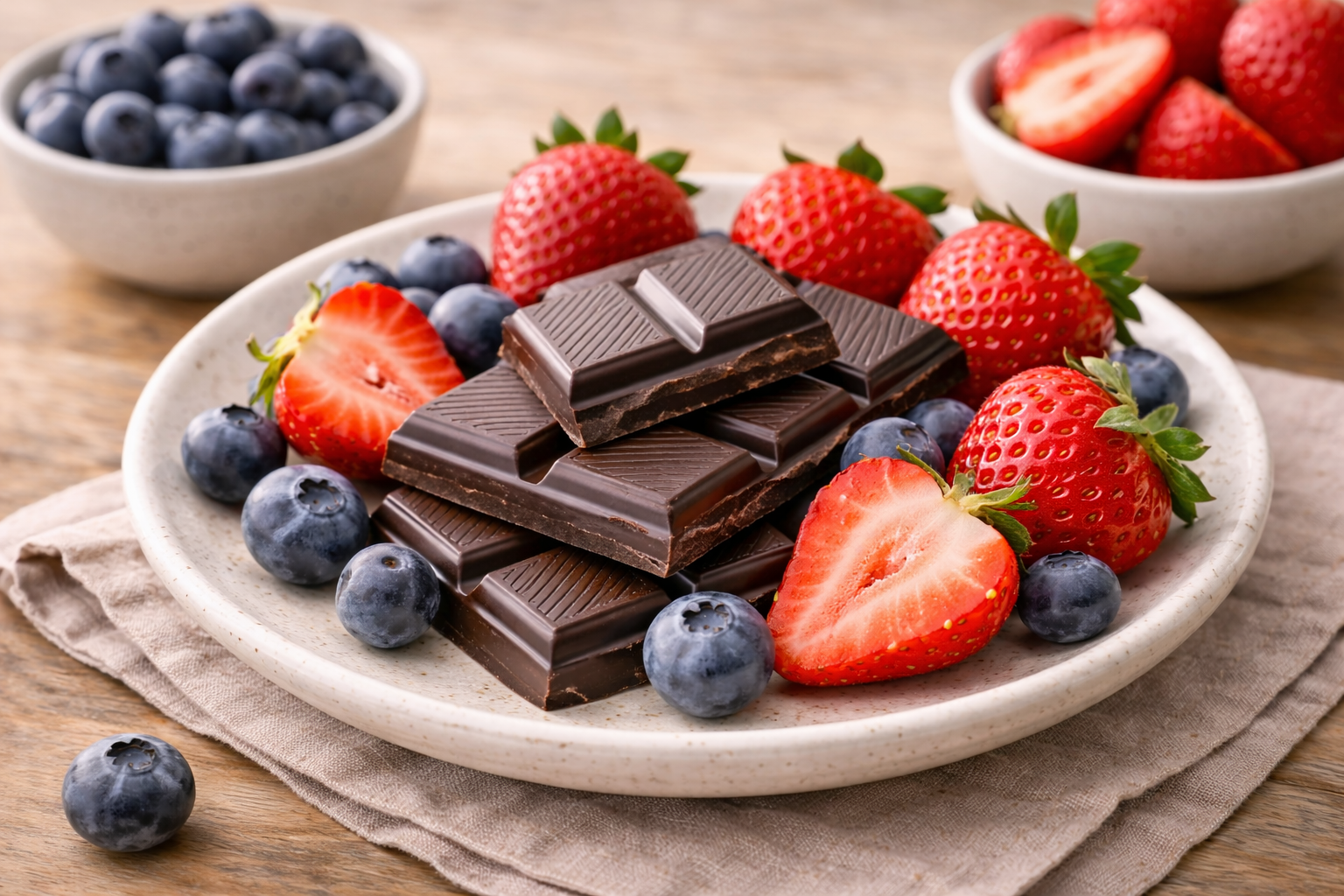 Chocolate, berries, strawberries and fresh delight