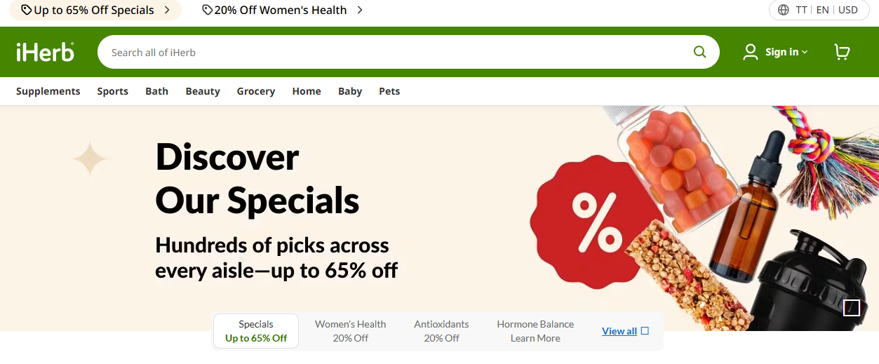 iHerb, vitamins, supplements, health products, beauty, wellness, natural products, global shipping