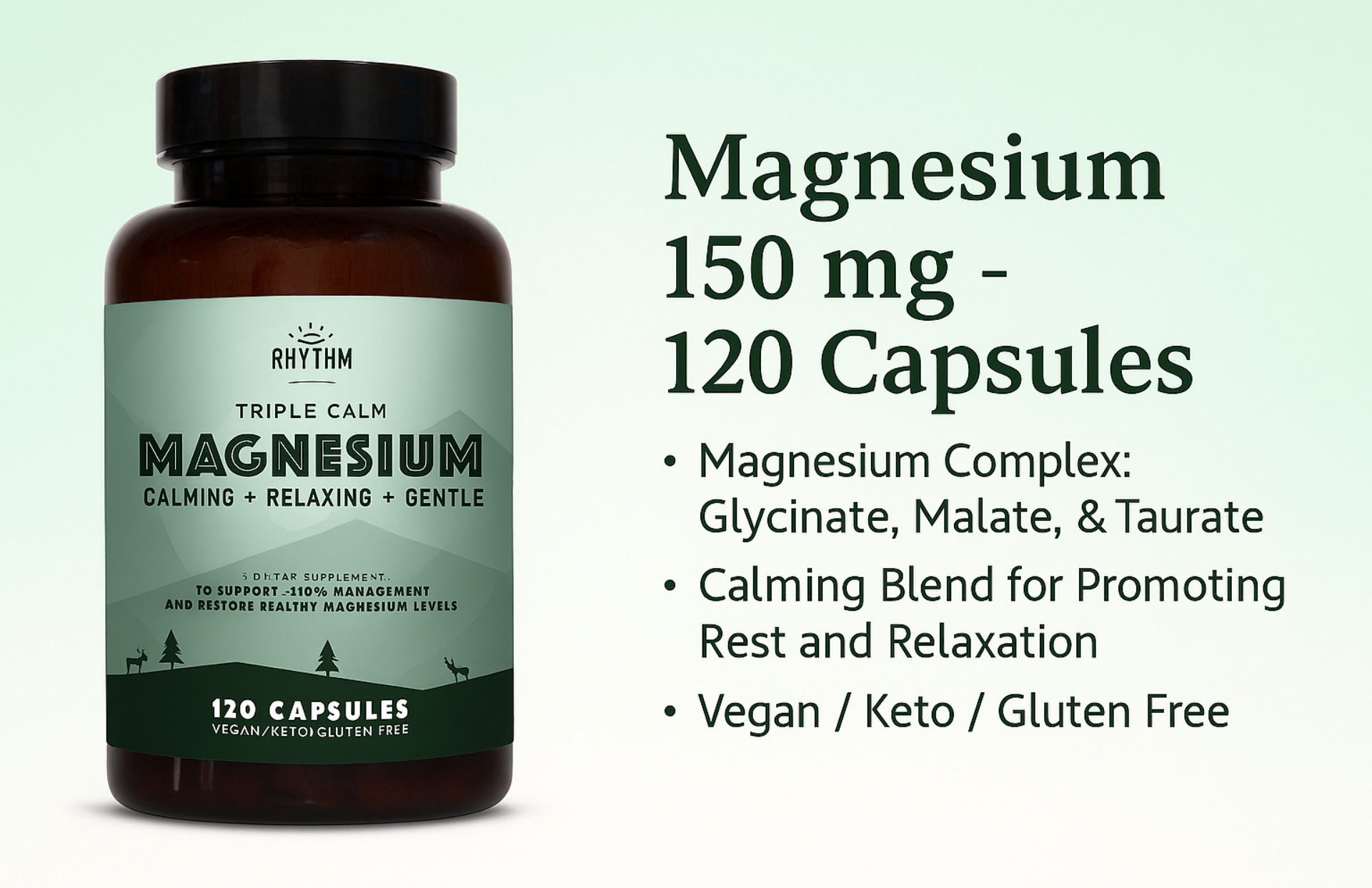 Bottle of magnesium capsules with