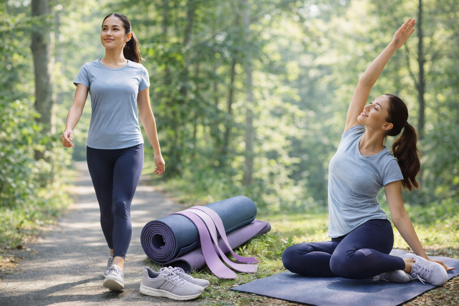 Outdoor workout and yoga stretch