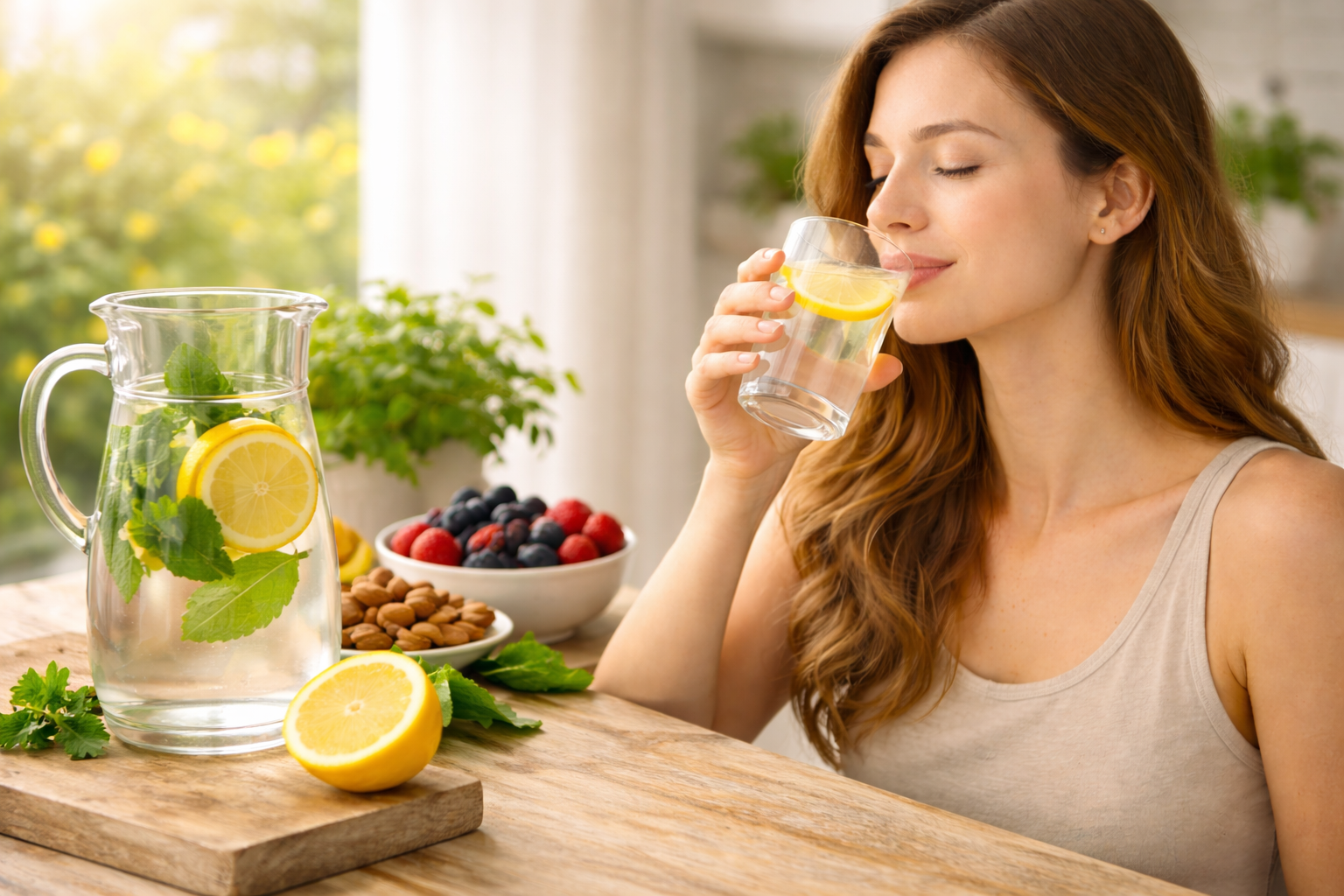 lemon water hydration refreshing